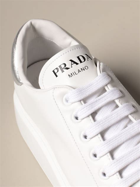 prada white flat shoes|Prada white high top sneakers.